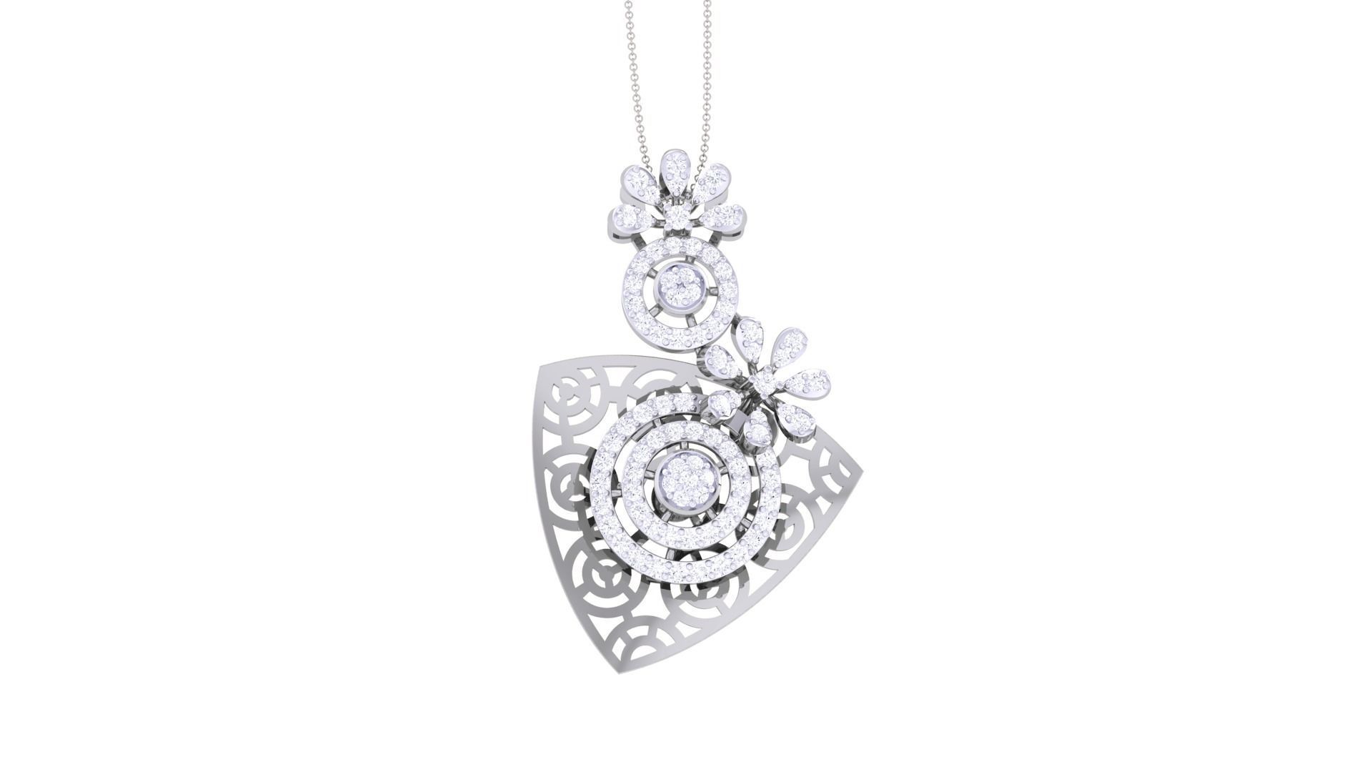 Flower High Jewelry Pendant Necklace 3dm stl 3mf obj glb render 3D print model_7