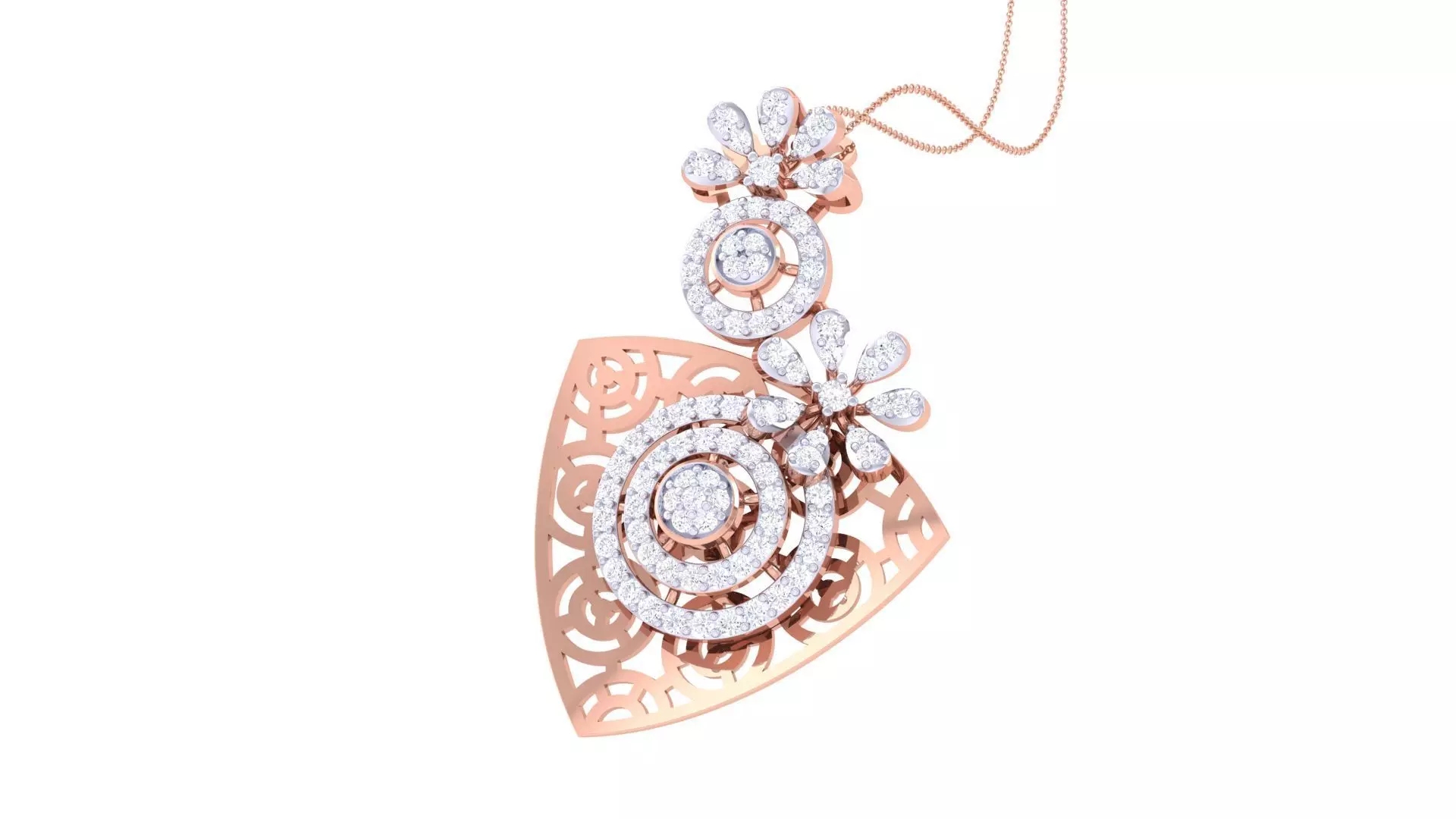 Flower High Jewelry Pendant Necklace 3dm stl 3mf obj glb render 3D print model_0