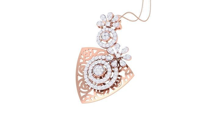 Flower High Jewelry Pendant Necklace 3dm stl 3mf obj glb render 3D print model
