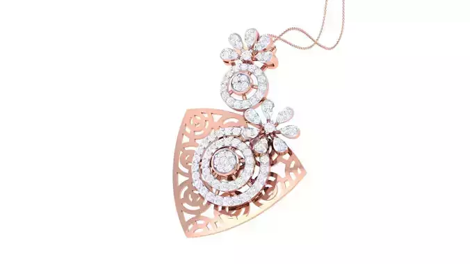 Flower High Jewelry Pendant Necklace 3dm stl 3mf obj glb render 3D print model