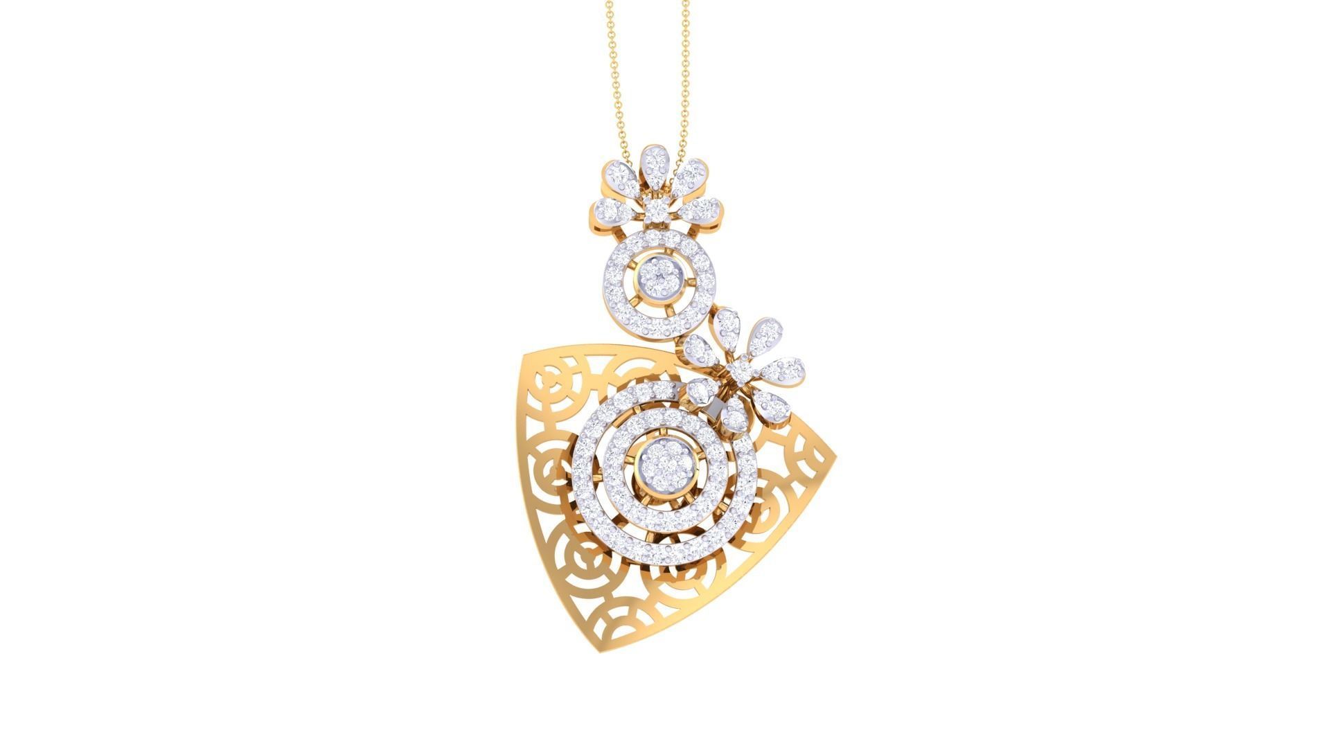 Flower High Jewelry Pendant Necklace 3dm stl 3mf obj glb render 3D print model_5