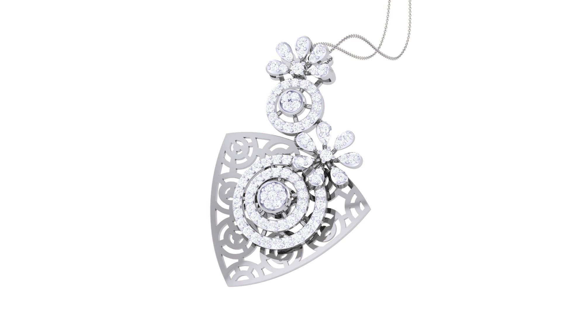 Flower High Jewelry Pendant Necklace 3dm stl 3mf obj glb render 3D print model_2