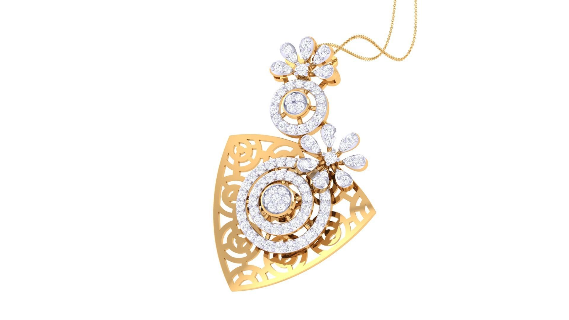 Flower High Jewelry Pendant Necklace 3dm stl 3mf obj glb render 3D print model_4