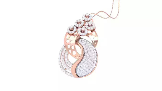 High Jewelry Pendant Necklace 3dm stl 3mf obj glb render details 3D print model