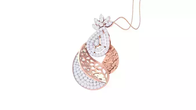 High Jewelry Pendant Necklace 3dm stl 3mf obj glb render details 3D print model