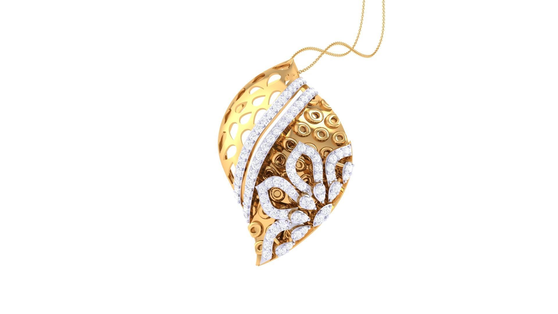 Flower High Jewelry Pendant Necklace 3dm stl 3mf obj glb render 3D print model_4