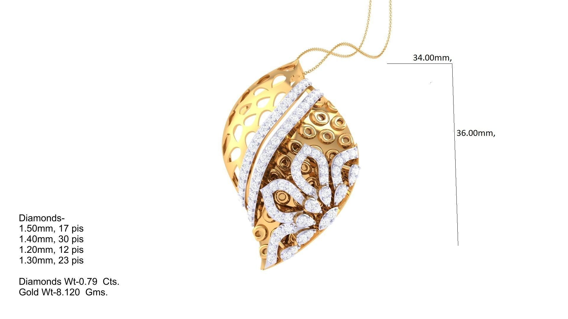 Flower High Jewelry Pendant Necklace 3dm stl 3mf obj glb render 3D print model_1