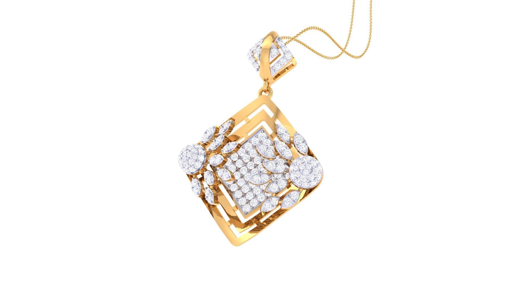 Flower High Jewelry Pendant Necklace 3dm stl 3mf obj glb render 3D print model_4