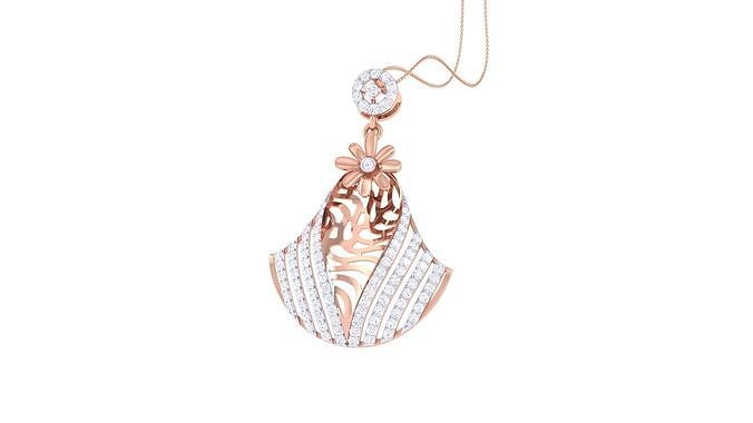 Flower High Jewelry Pendant Necklace 3dm stl 3mf obj glb render 3D print model