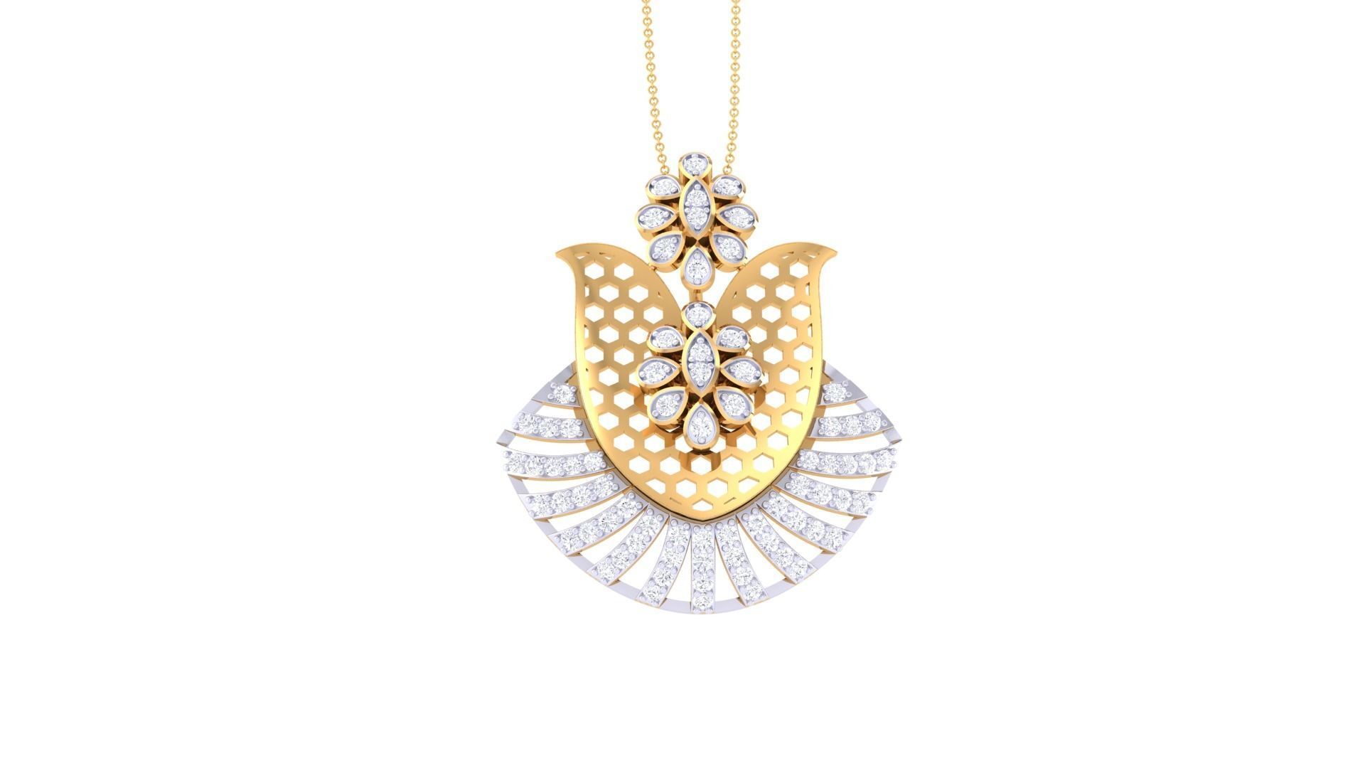 Flower High Jewelry Pendant Necklace 3dm stl 3mf obj glb render 3D print model_5