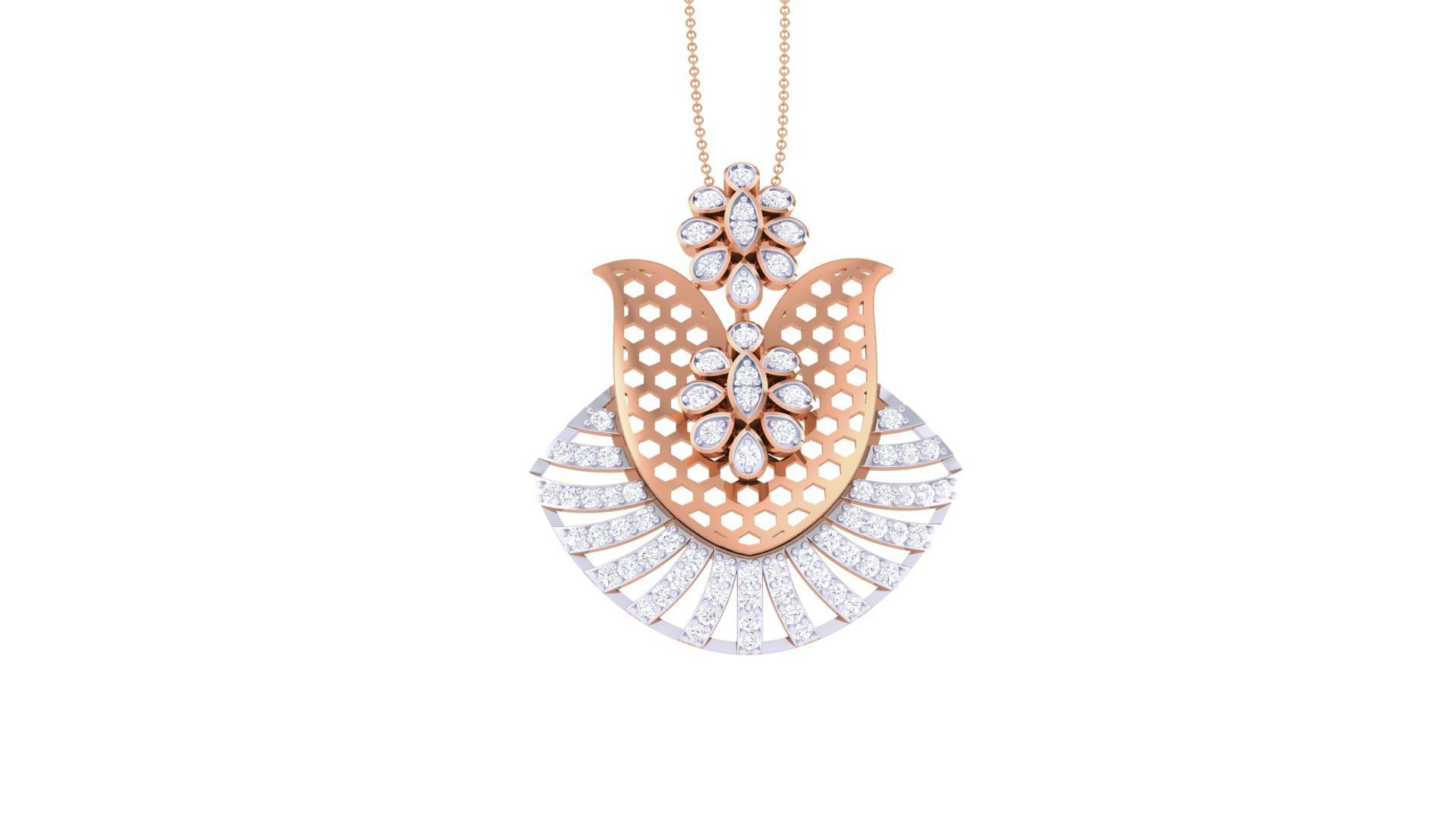 Flower High Jewelry Pendant Necklace 3dm stl 3mf obj glb render 3D print model_7