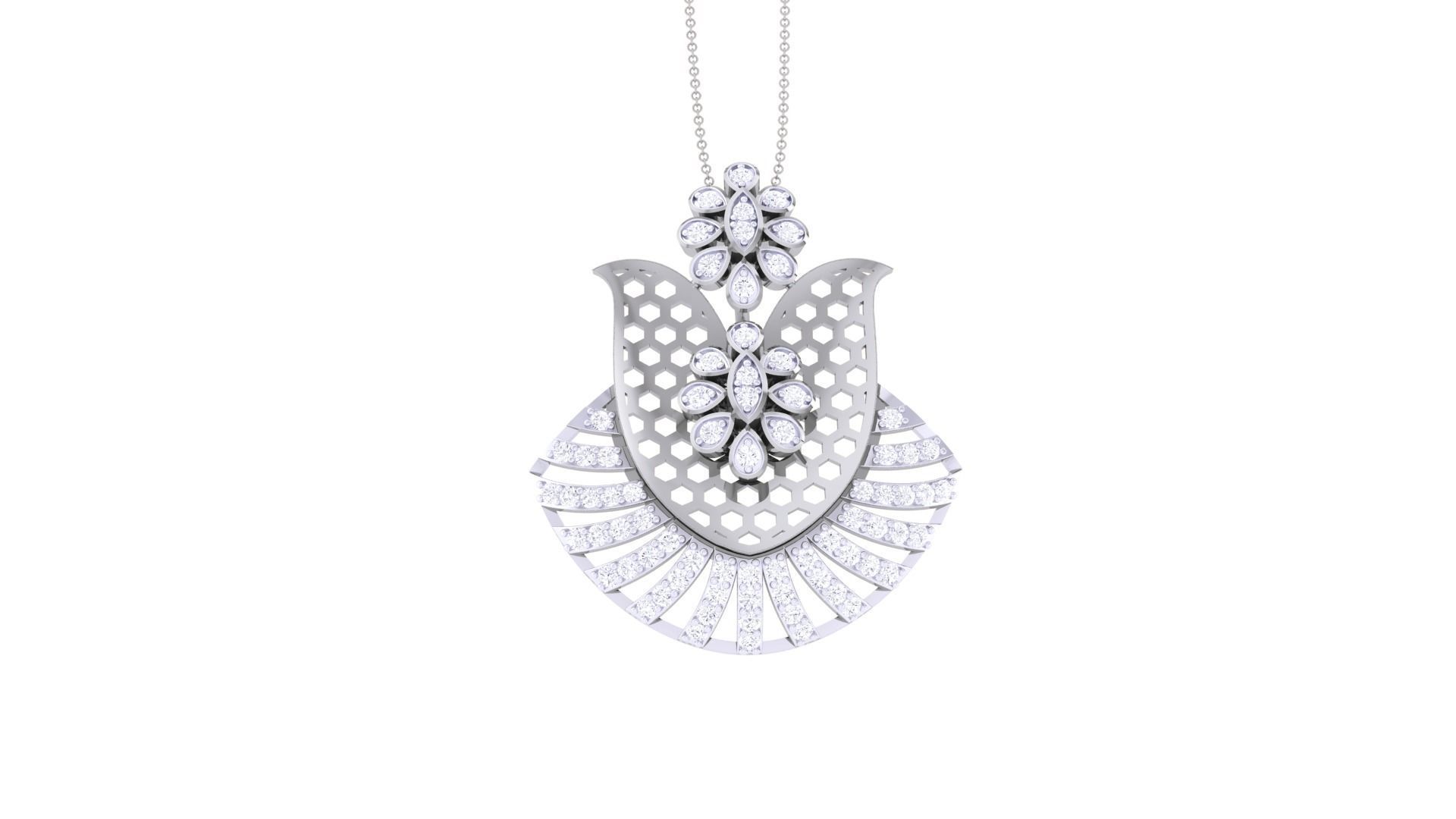 Flower High Jewelry Pendant Necklace 3dm stl 3mf obj glb render 3D print model_6