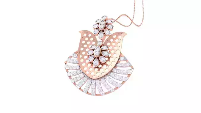 Flower High Jewelry Pendant Necklace 3dm stl 3mf obj glb render 3D print model