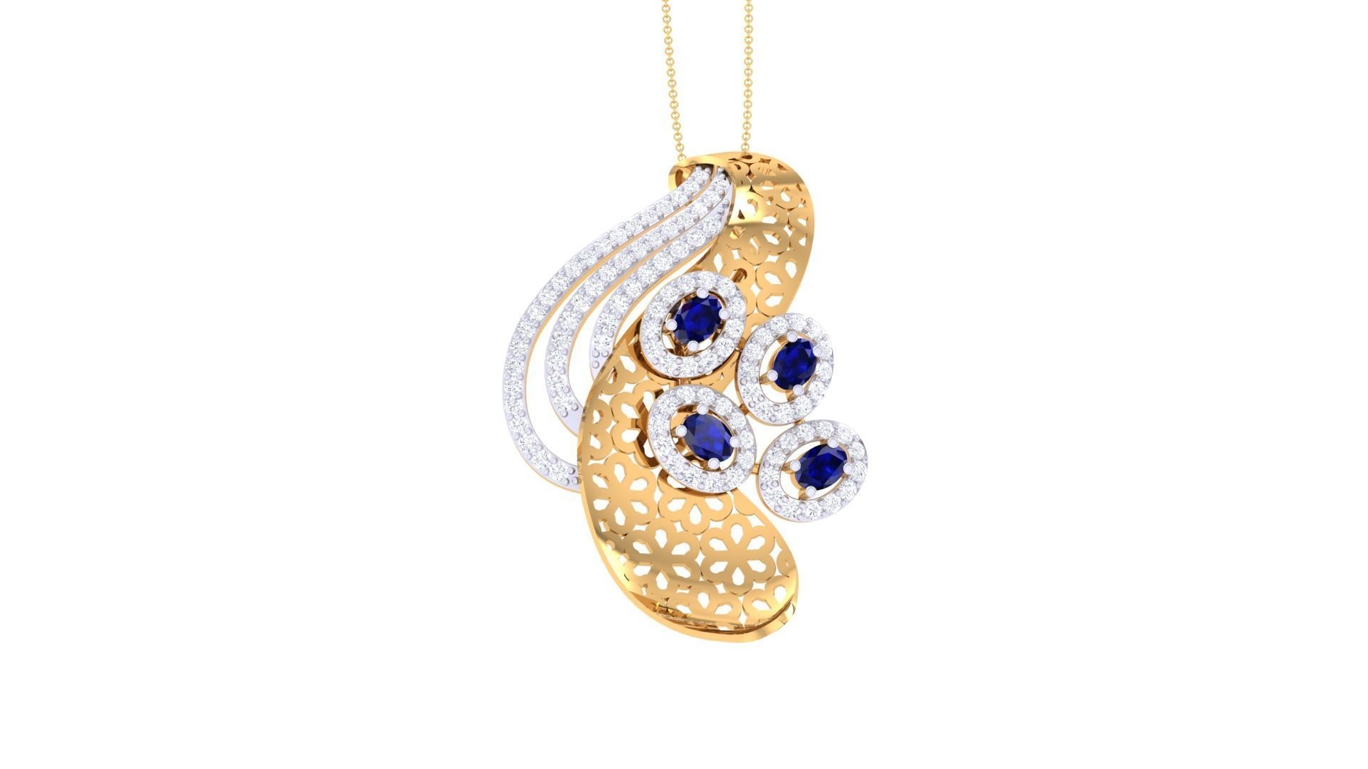 High Jewelry Pendant Necklace 3dm stl 3mf obj glb render details 3D print model_5