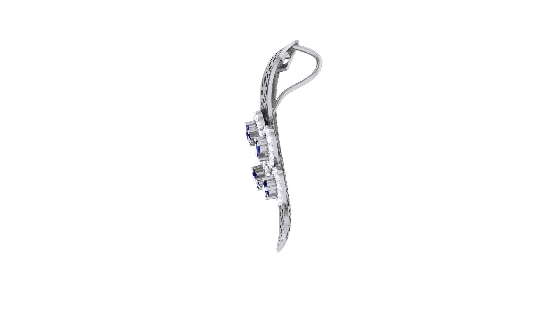 High Jewelry Pendant Necklace 3dm stl 3mf obj glb render details 3D print model_9