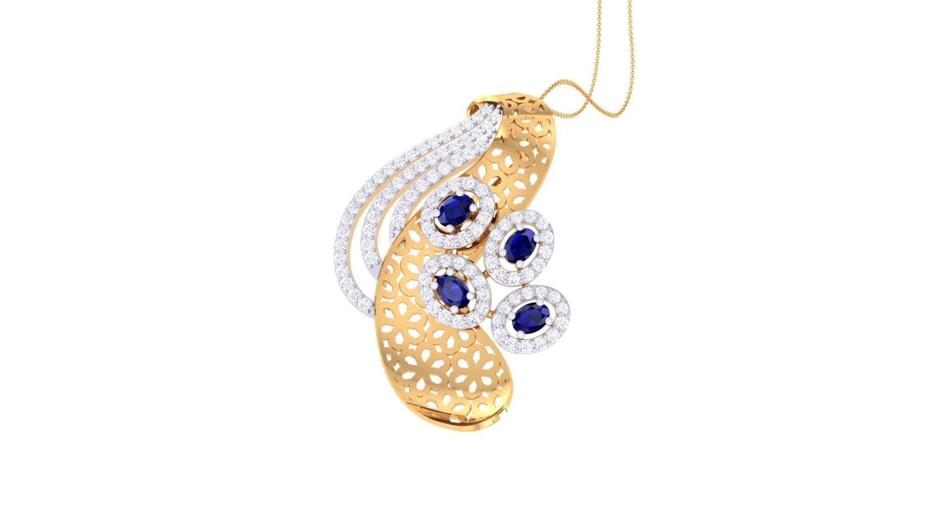 High Jewelry Pendant Necklace 3dm stl 3mf obj glb render details 3D print model_3