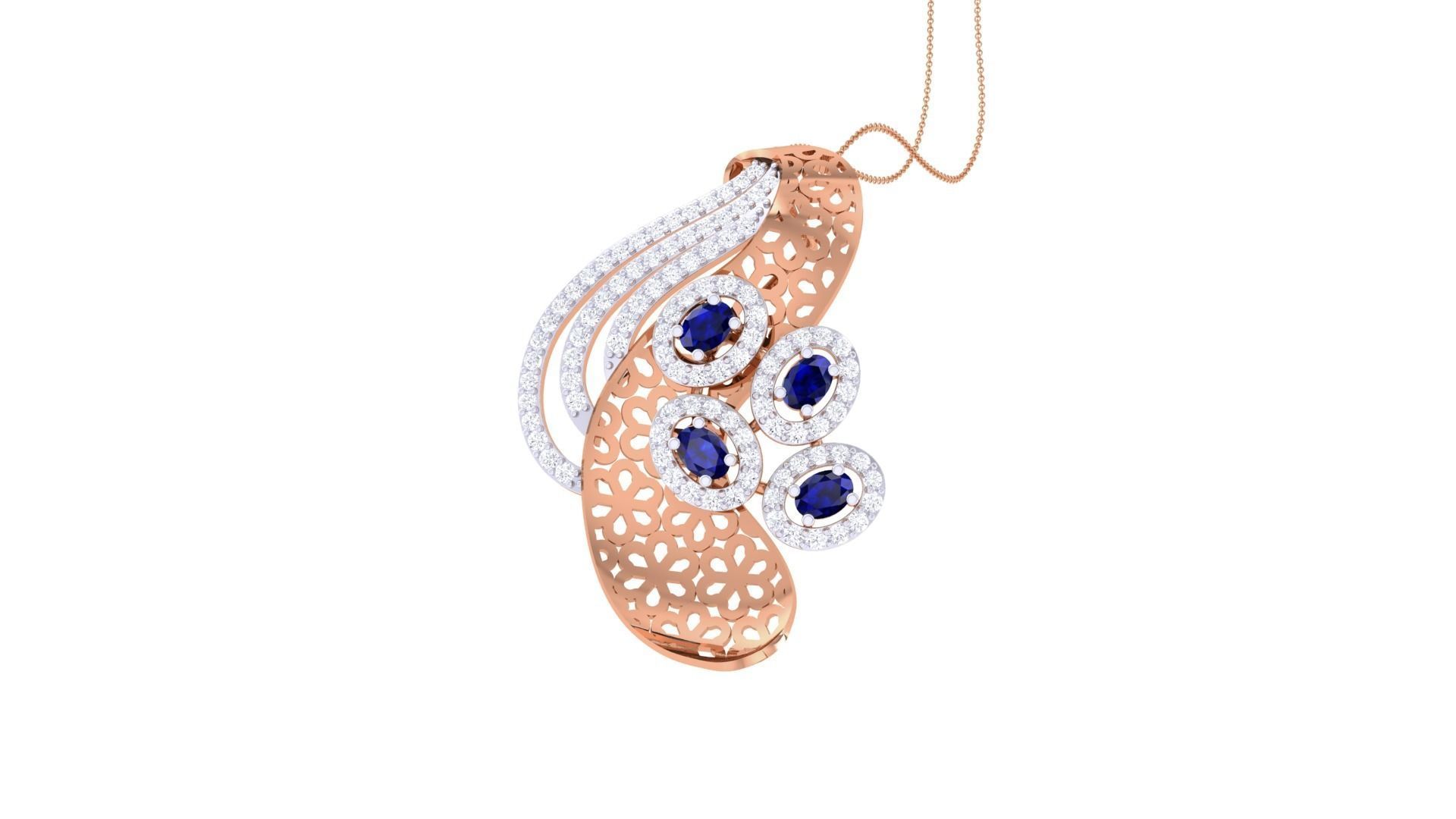 High Jewelry Pendant Necklace 3dm stl 3mf obj glb render details 3D print model_4