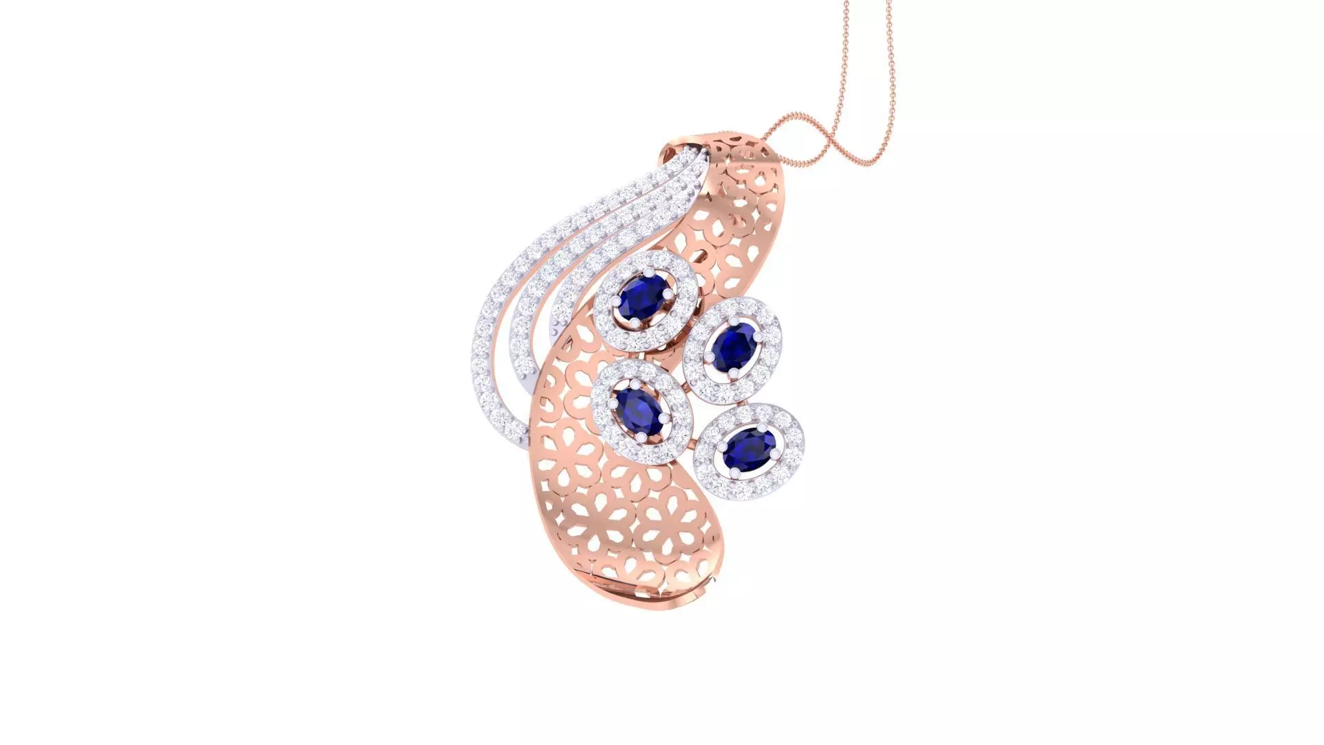 High Jewelry Pendant Necklace 3dm stl 3mf obj glb render details 3D print model_0