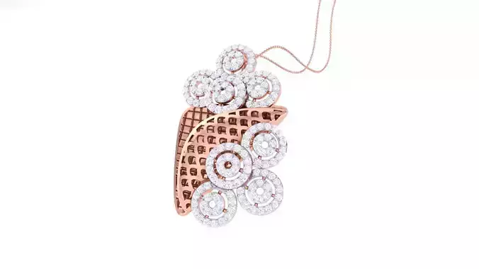 High Jewelry Pendant Necklace 3dm stl 3mf obj glb render details
