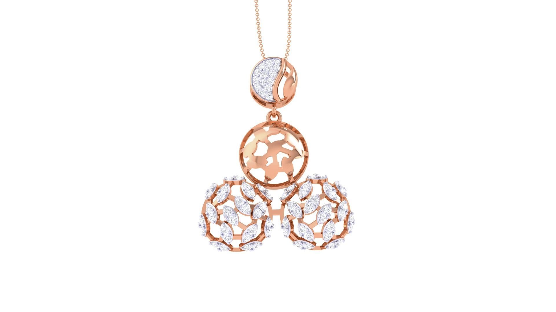 High Jewelry Pendant Necklace 3dm stl 3mf obj glb render details 3D print model_6