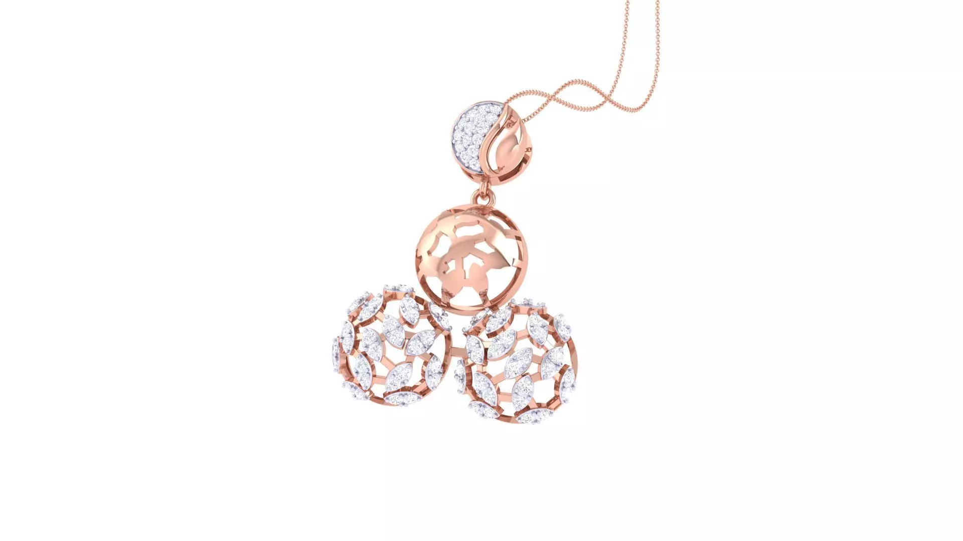 High Jewelry Pendant Necklace 3dm stl 3mf obj glb render details 3D print model_0