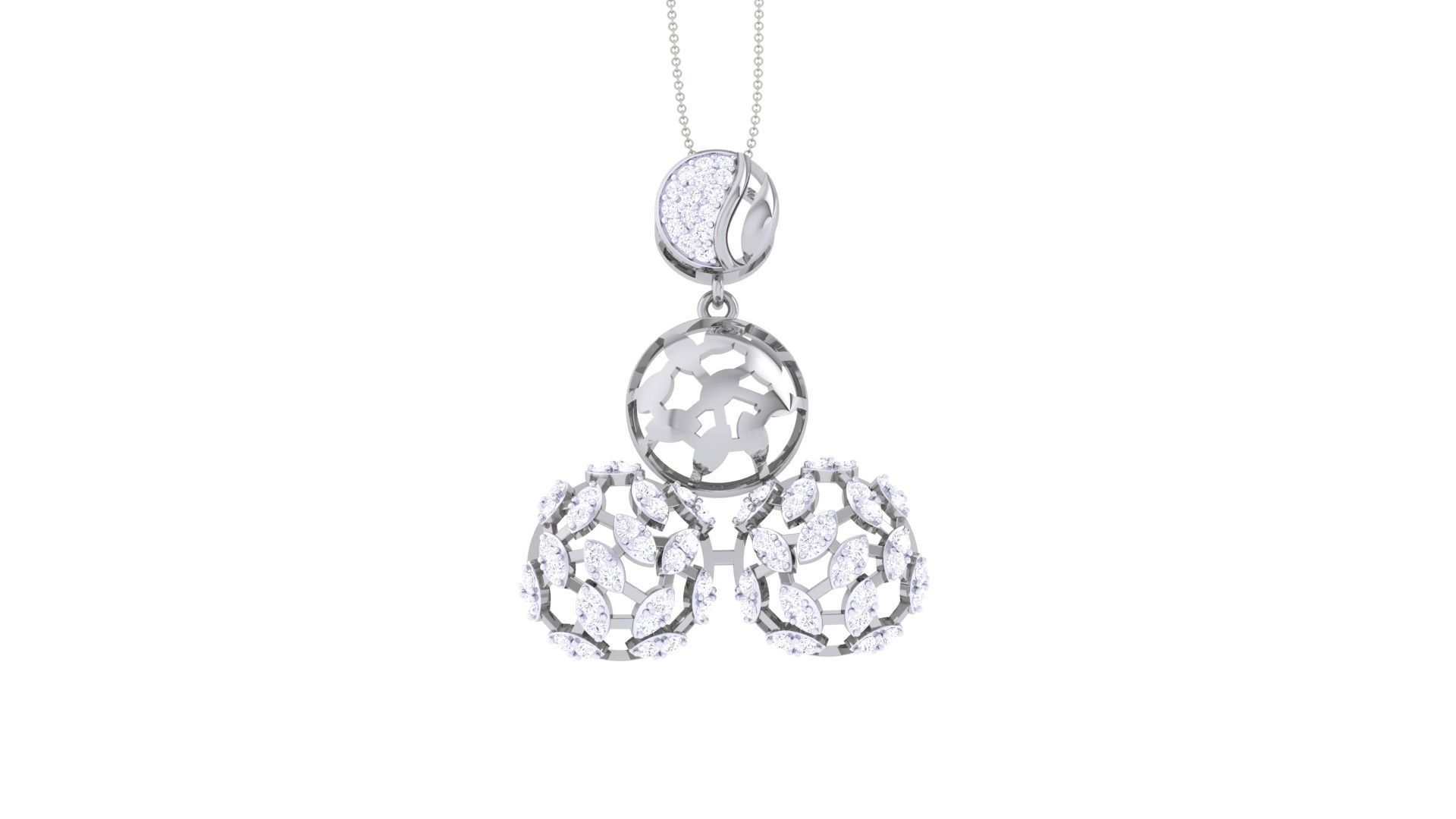 High Jewelry Pendant Necklace 3dm stl 3mf obj glb render details 3D print model_5