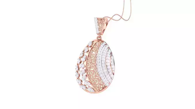 High Jewelry Pendant Necklace 3dm stl 3mf obj glb render details 3D print model