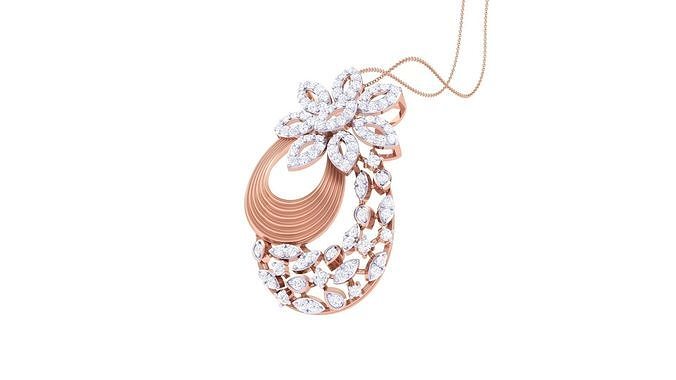 Flower High Jewelry Pendant Necklace 3dm stl 3mf obj glb render 3D print model