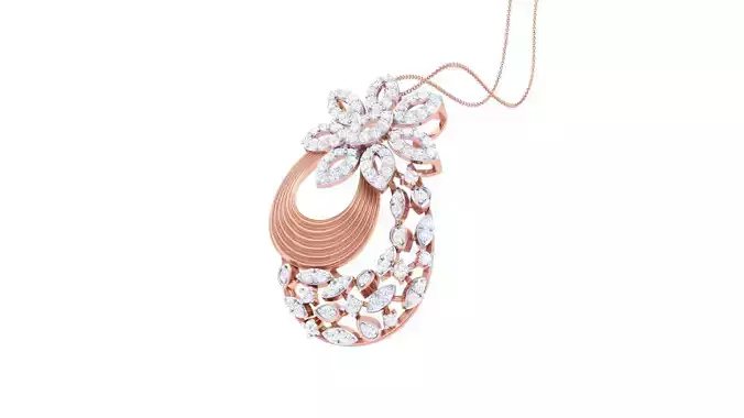 Flower High Jewelry Pendant Necklace 3dm stl 3mf obj glb render 3D print model