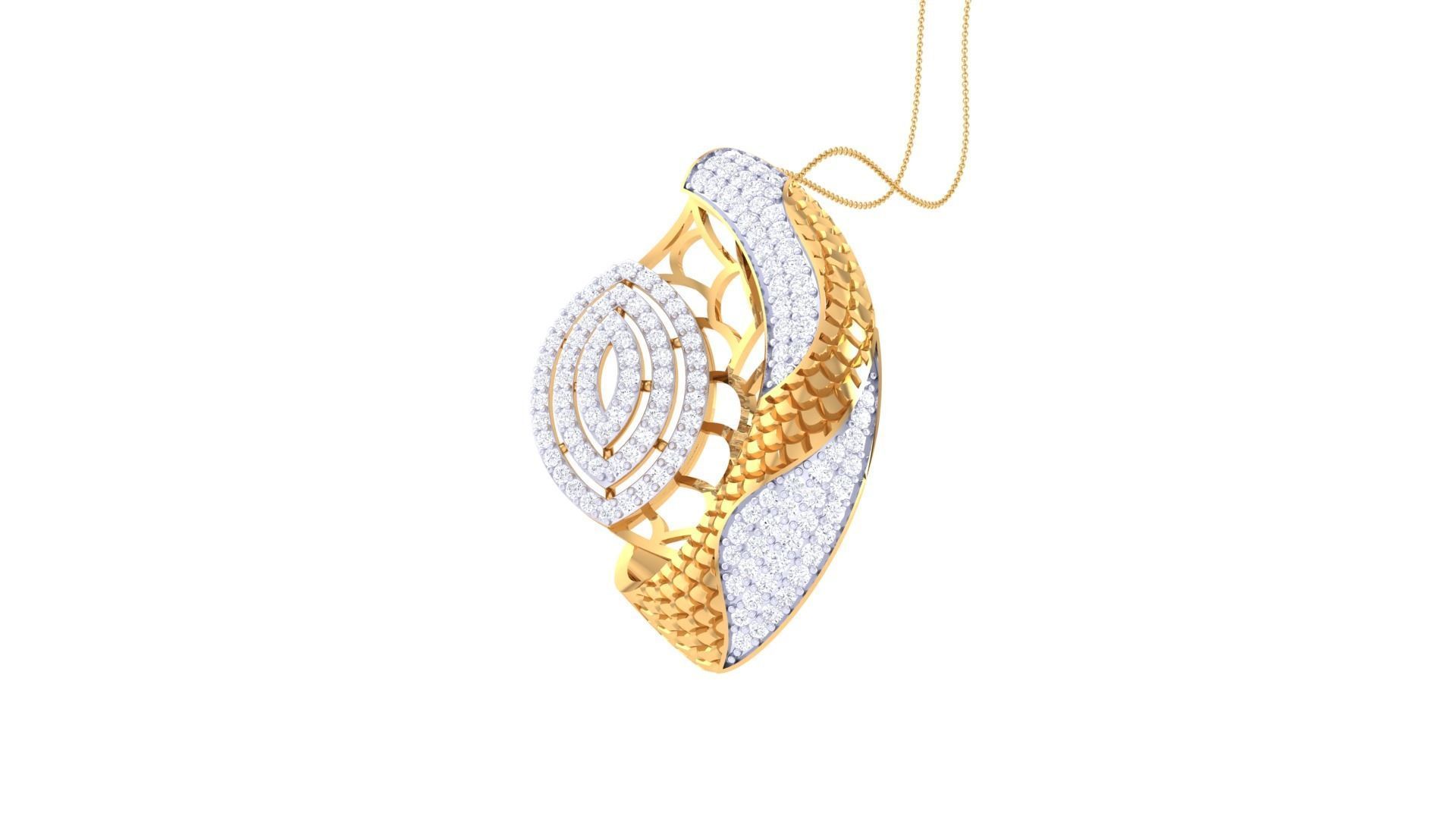 High Jewelry Pendant Necklace 3dm stl 3mf obj glb render details 3D print model_2