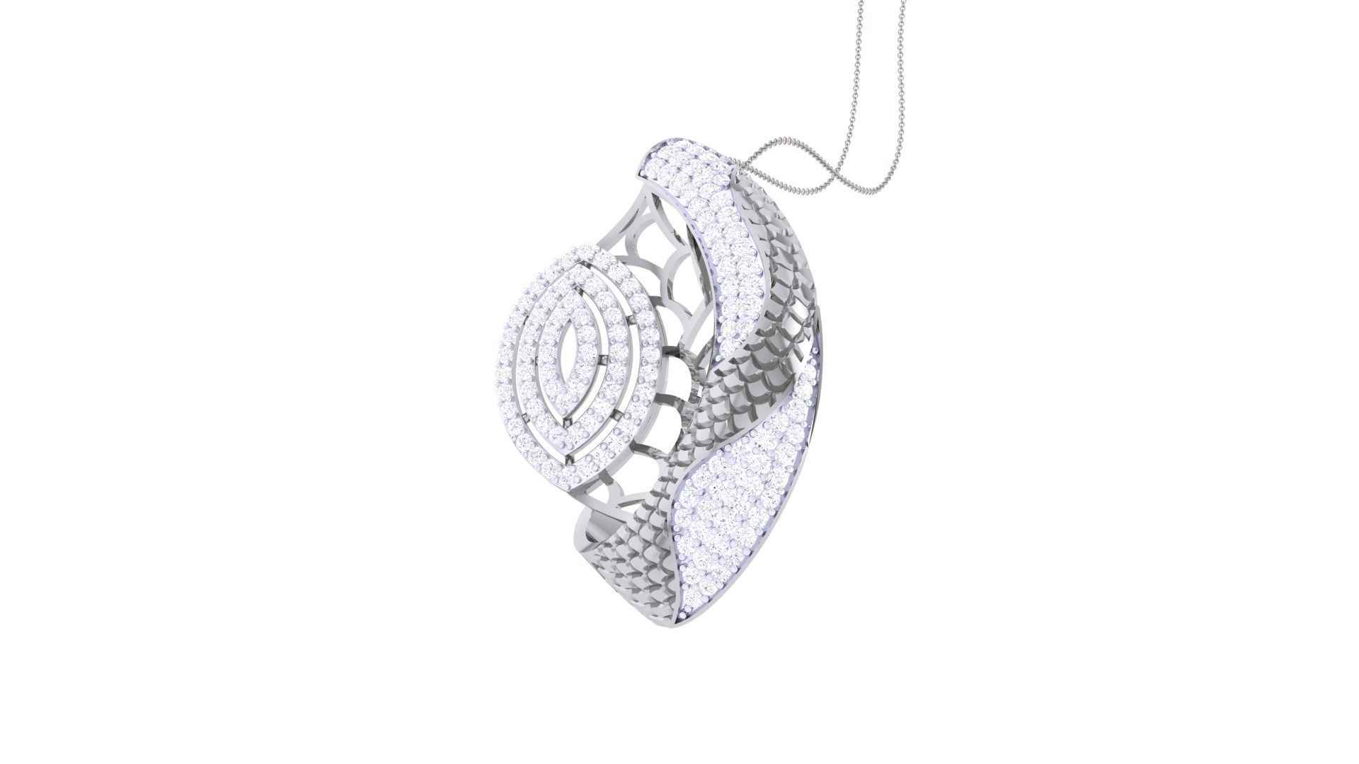 High Jewelry Pendant Necklace 3dm stl 3mf obj glb render details 3D print model_3