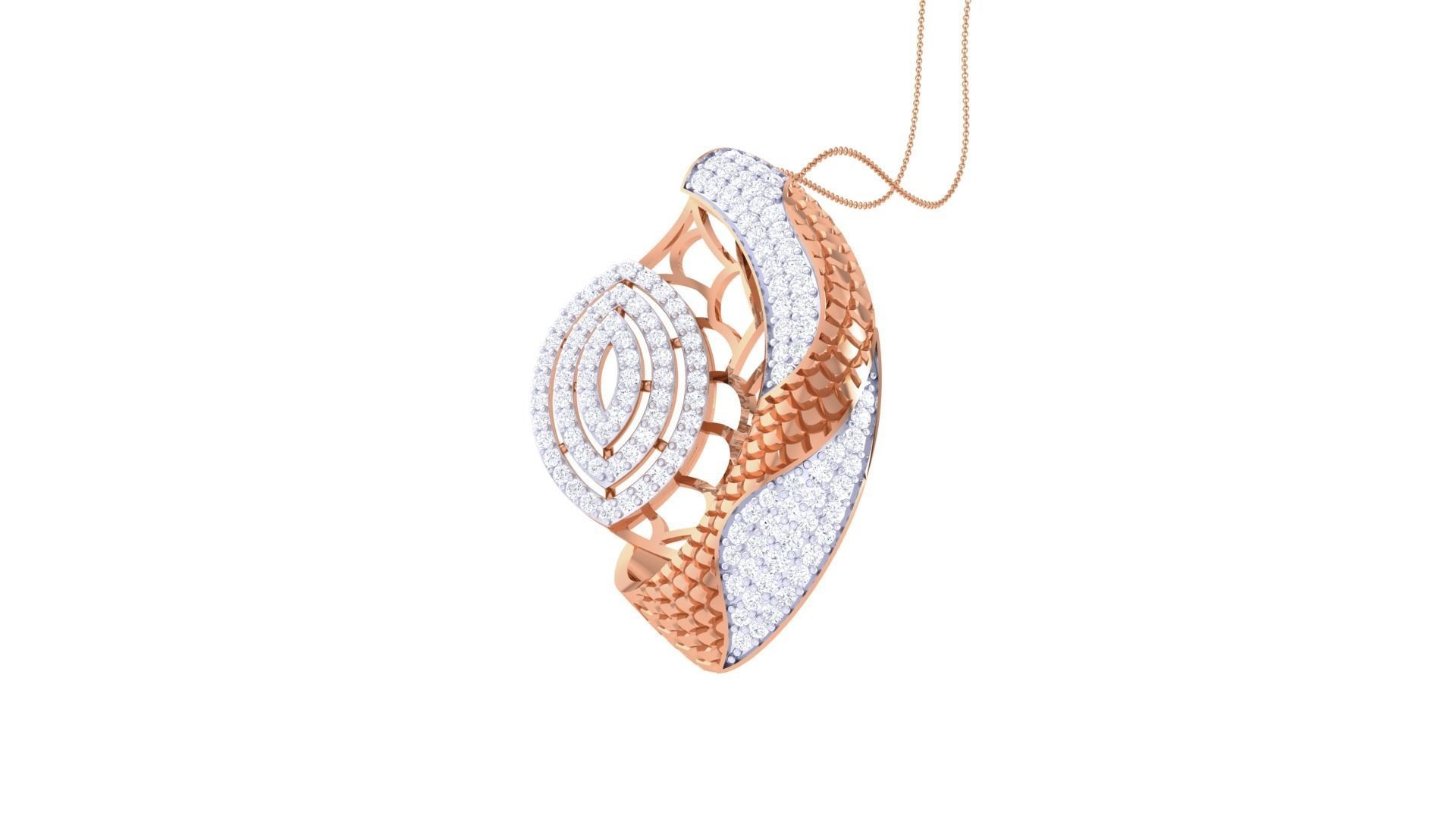 High Jewelry Pendant Necklace 3dm stl 3mf obj glb render details 3D print model_4