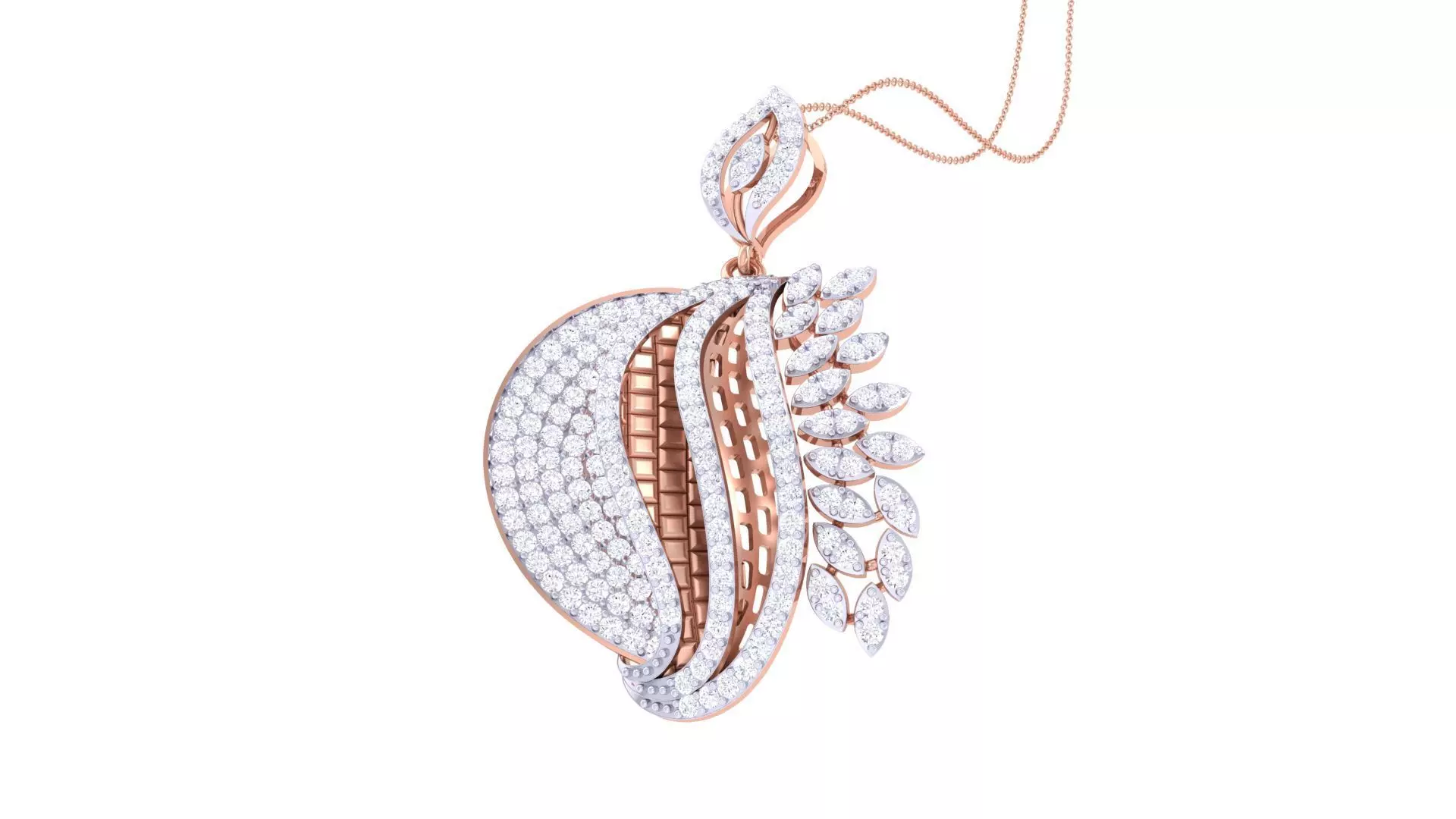 Flower High Jewelry Pendant Necklace 3dm stl 3mf obj glb render 3D print model_0