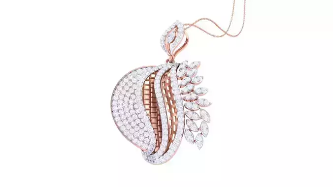 Flower High Jewelry Pendant Necklace 3dm stl 3mf obj glb render 3D print model