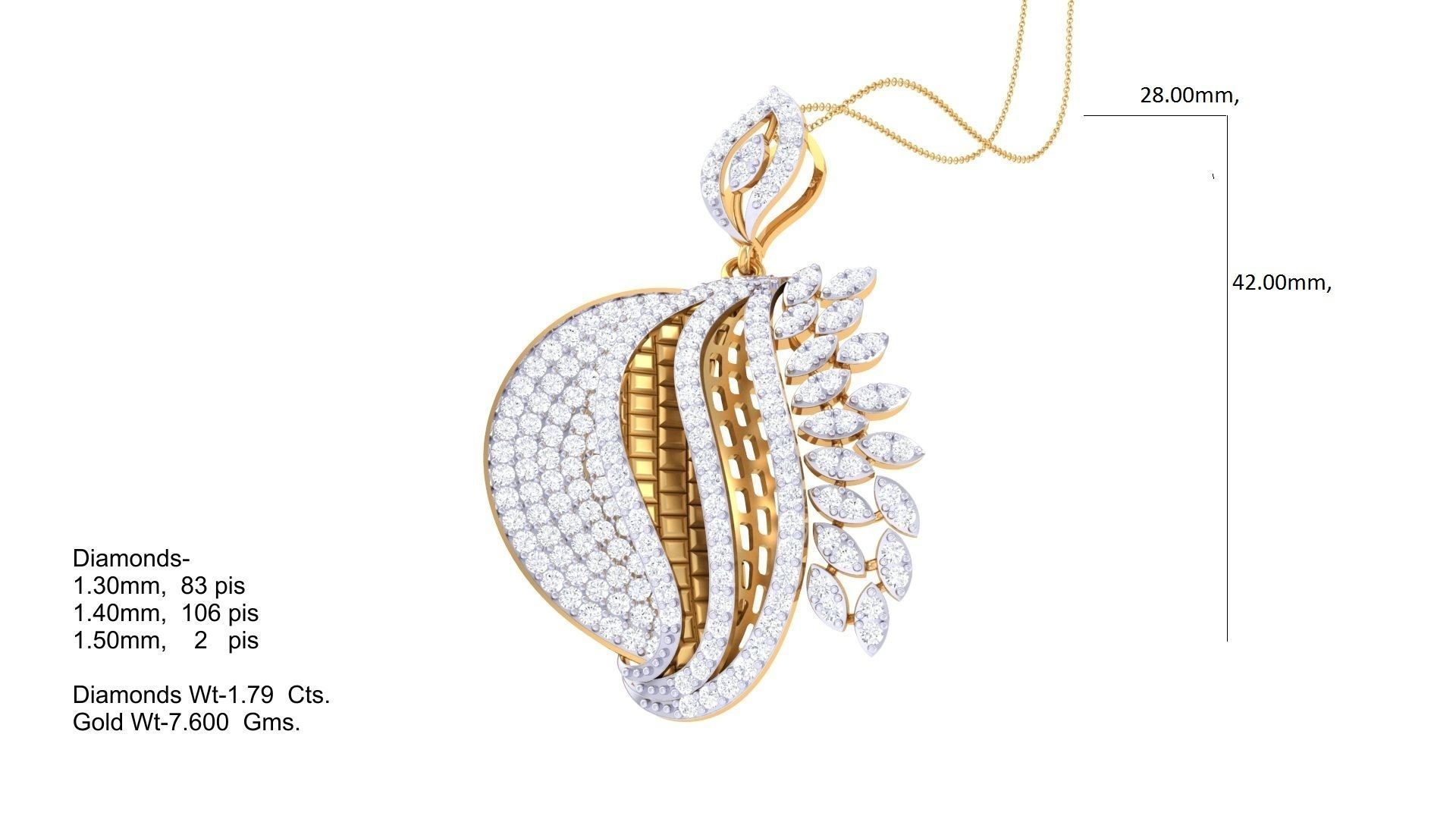 Flower High Jewelry Pendant Necklace 3dm stl 3mf obj glb render 3D print model_1