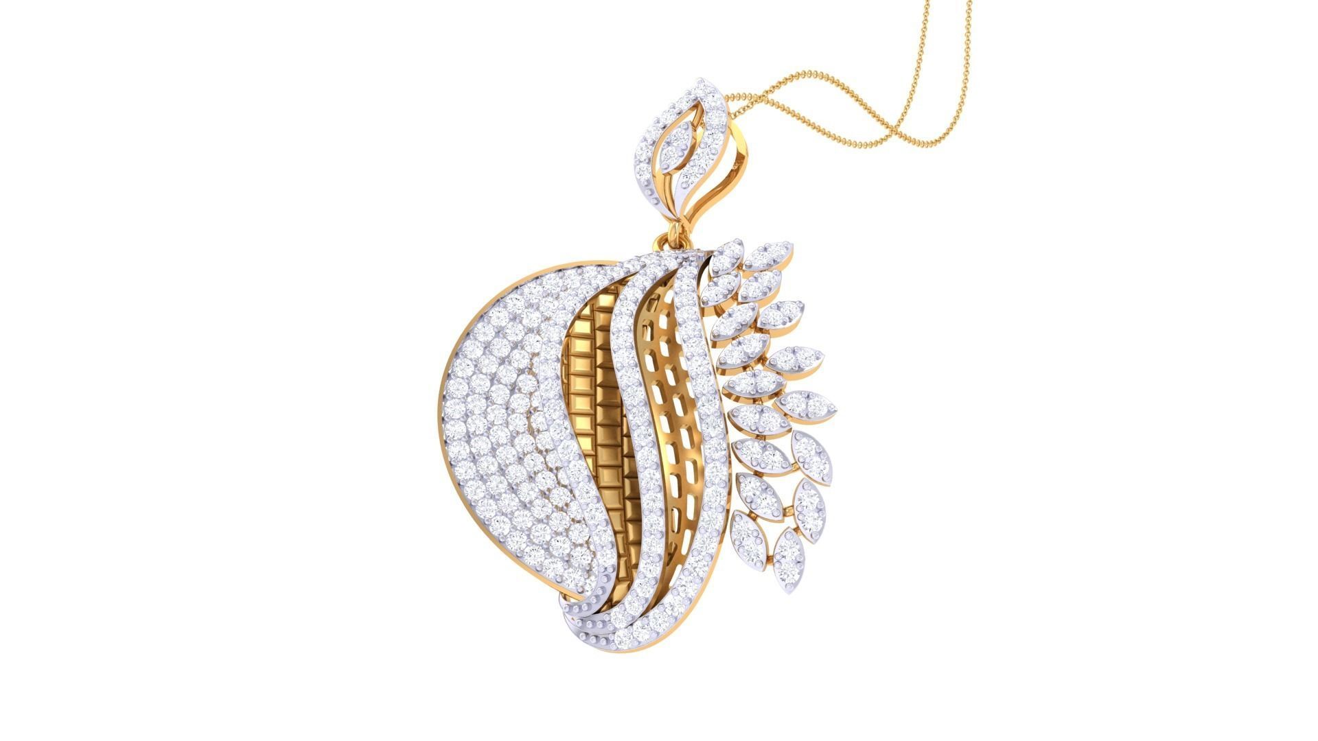 Flower High Jewelry Pendant Necklace 3dm stl 3mf obj glb render 3D print model_2