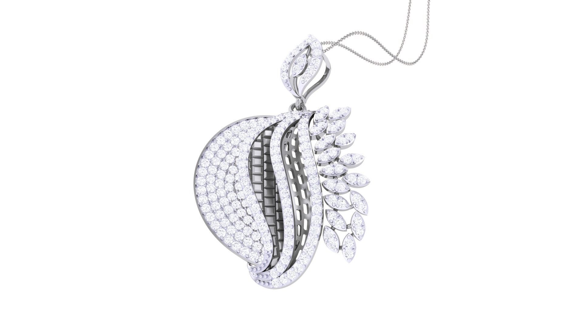 Flower High Jewelry Pendant Necklace 3dm stl 3mf obj glb render 3D print model_4