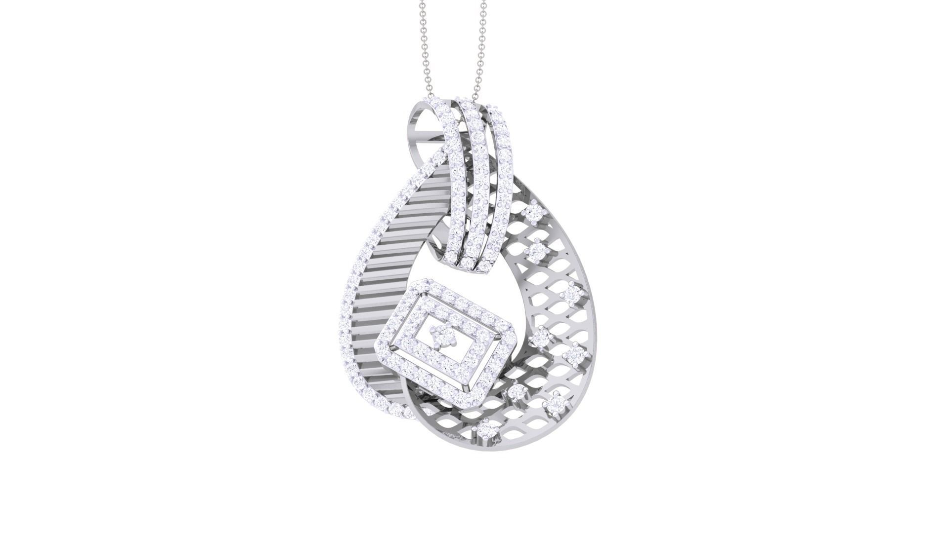 High Jewelry Pendant Necklace 3dm stl 3mf obj glb render details 3D print model_7