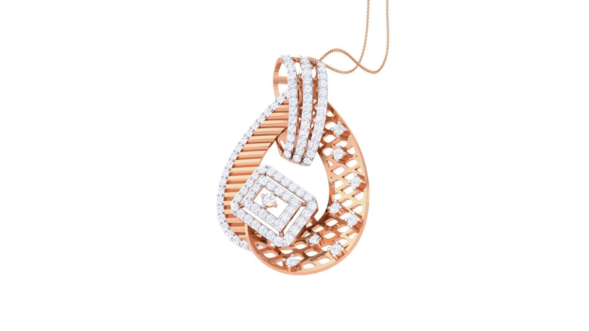 High Jewelry Pendant Necklace 3dm stl 3mf obj glb render details 3D print model_4