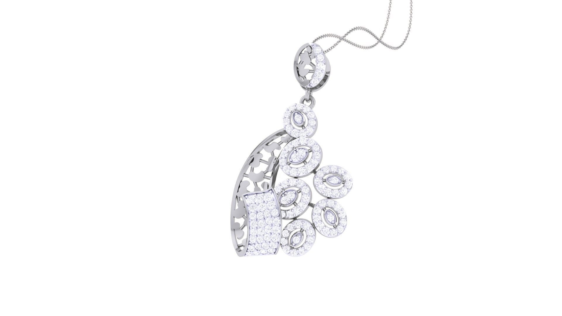 High Jewelry Pendant Necklace 3dm stl 3mf obj glb render details 3D print model_3