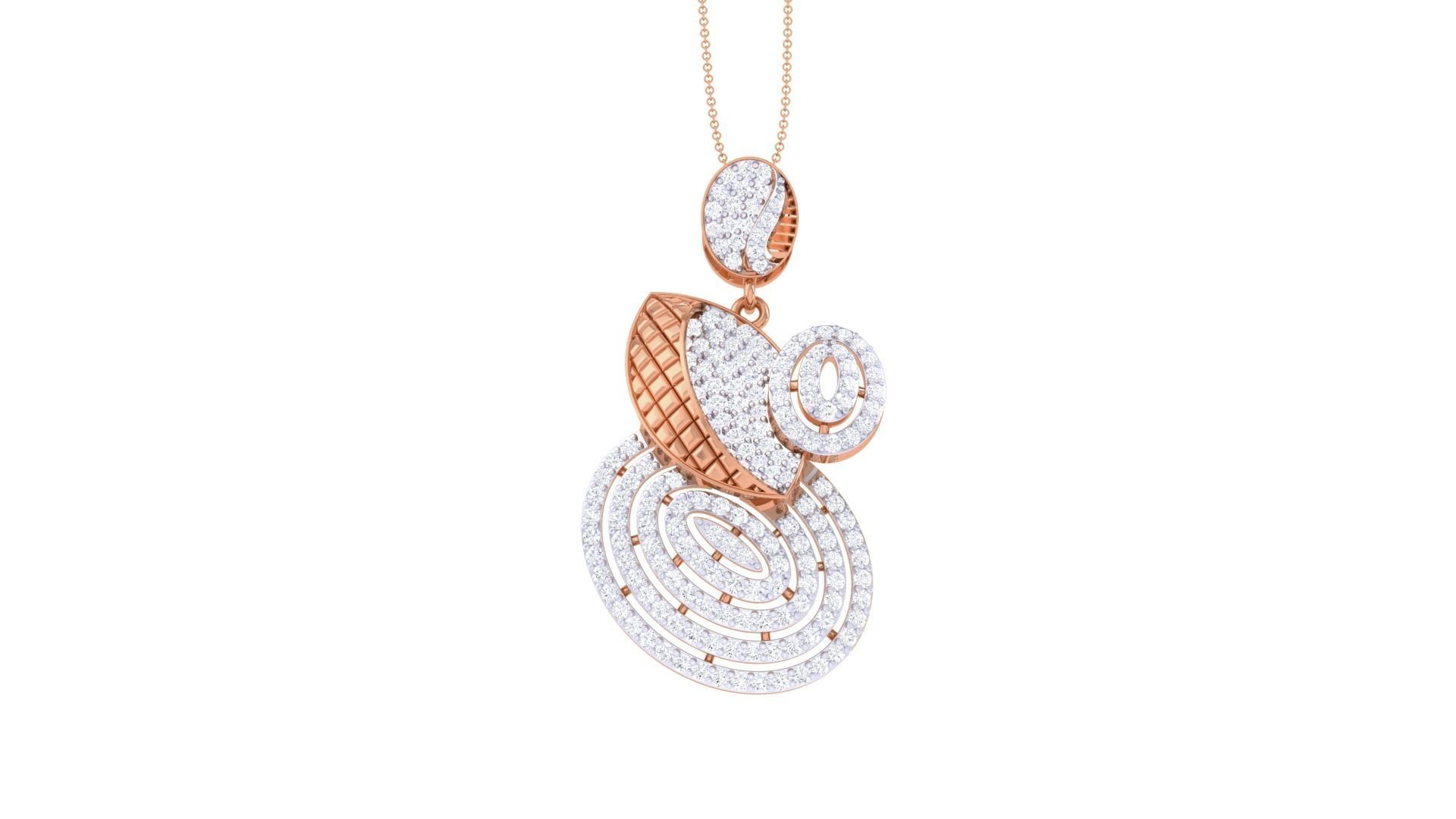 High Jewelry Pendant Necklace 3dm stl 3mf obj glb render details 3D print model_7