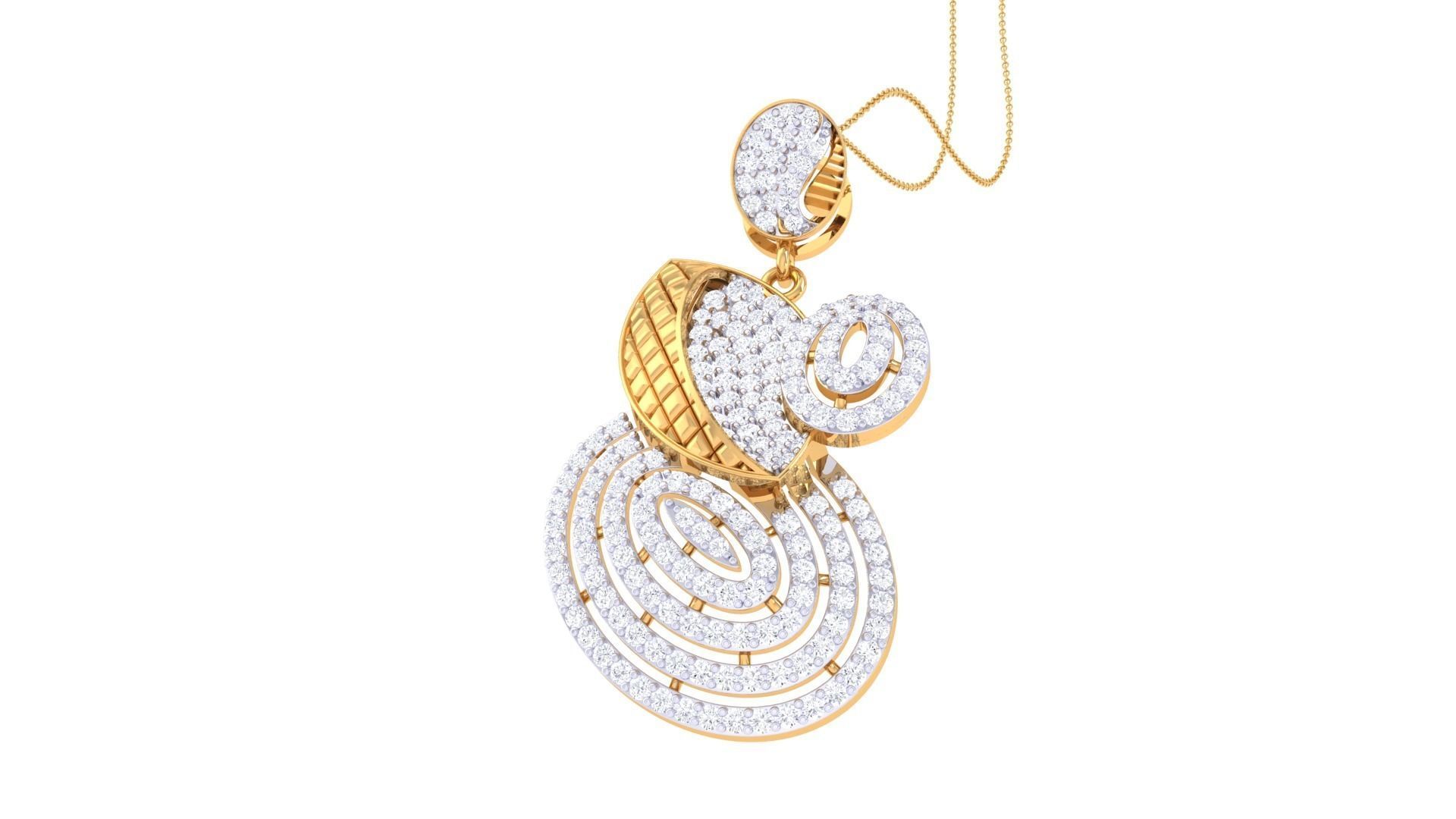 High Jewelry Pendant Necklace 3dm stl 3mf obj glb render details 3D print model_2