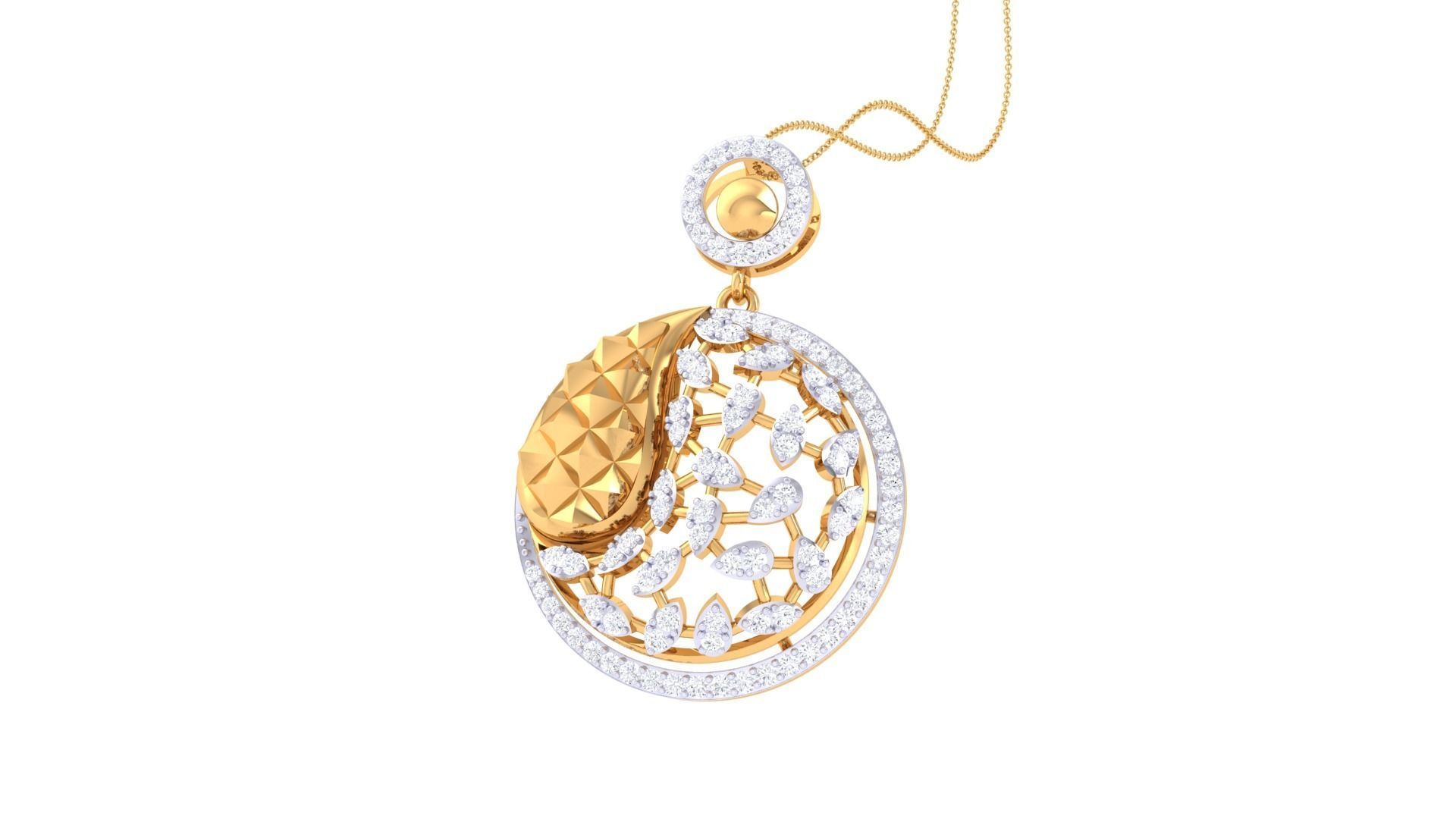 High Jewelry Pendant Necklace 3dm stl 3mf obj glb render details 3D print model_2