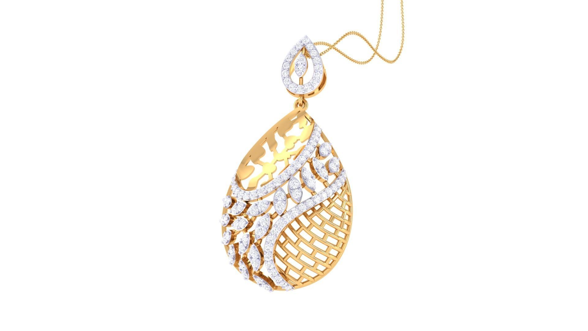 High Jewelry Pendant Necklace 3dm stl 3mf obj glb render details 3D print model_2
