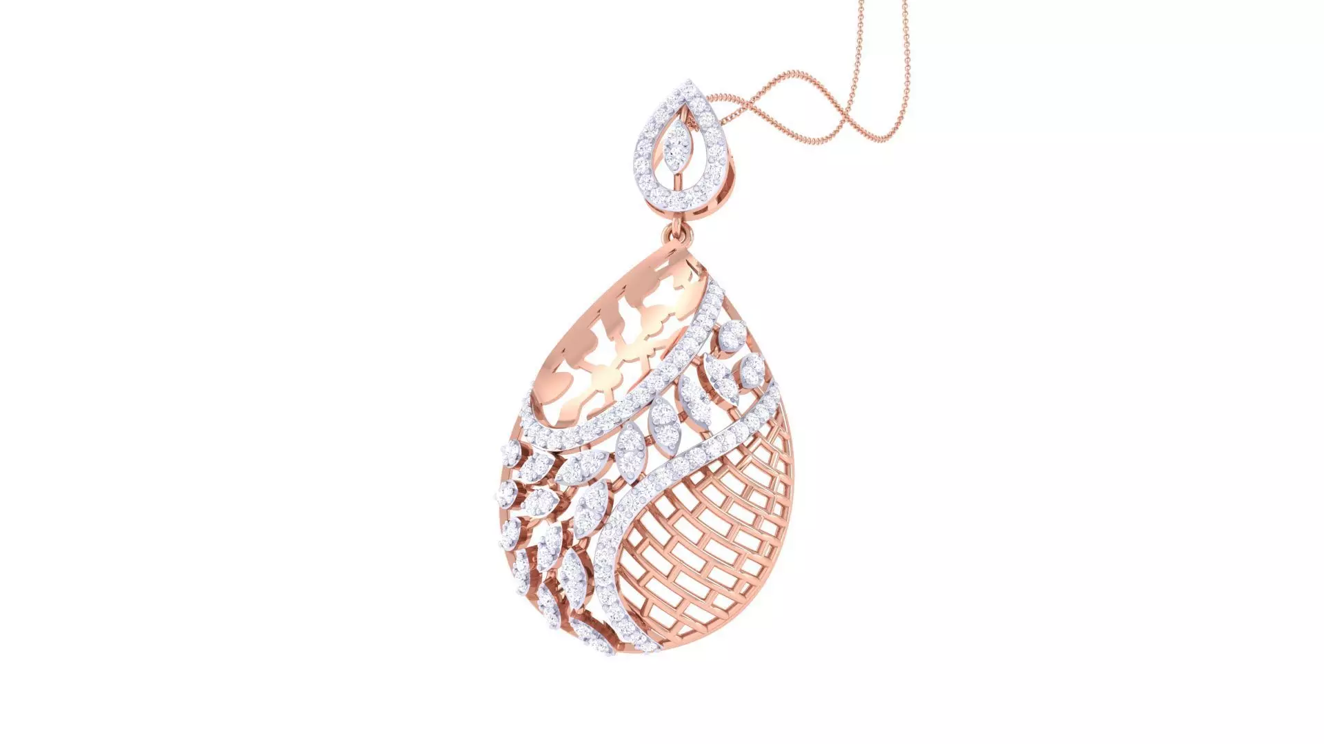 High Jewelry Pendant Necklace 3dm stl 3mf obj glb render details 3D print model_0