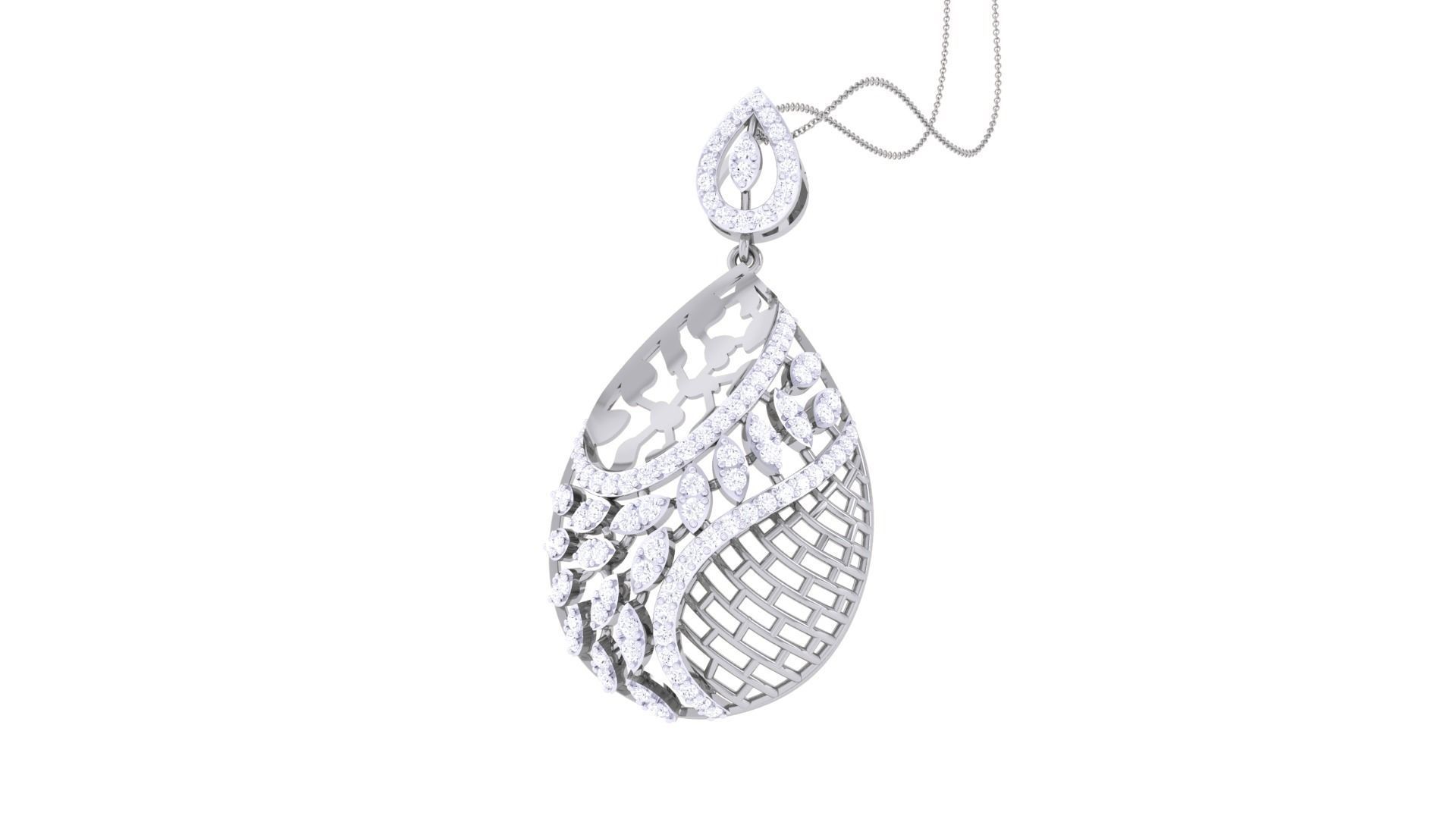 High Jewelry Pendant Necklace 3dm stl 3mf obj glb render details 3D print model_3