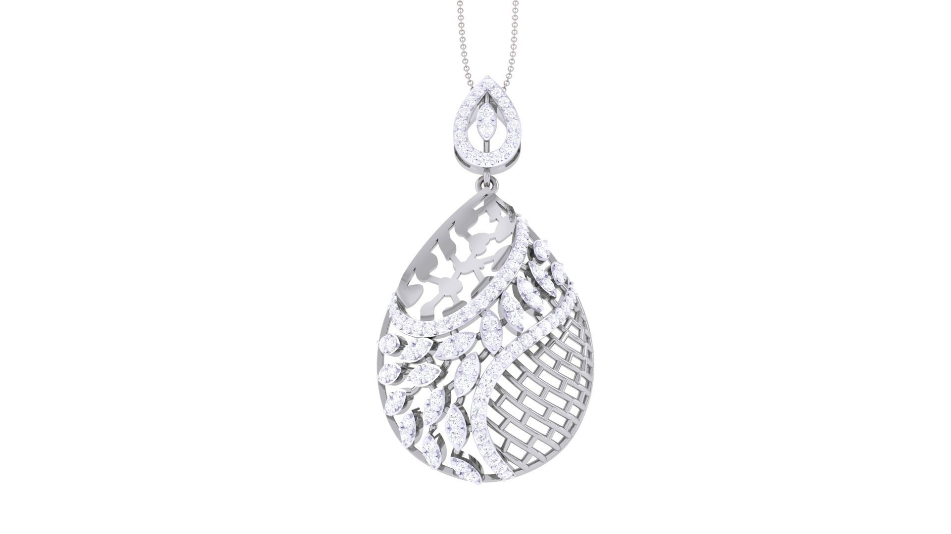 High Jewelry Pendant Necklace 3dm stl 3mf obj glb render details 3D print model_6