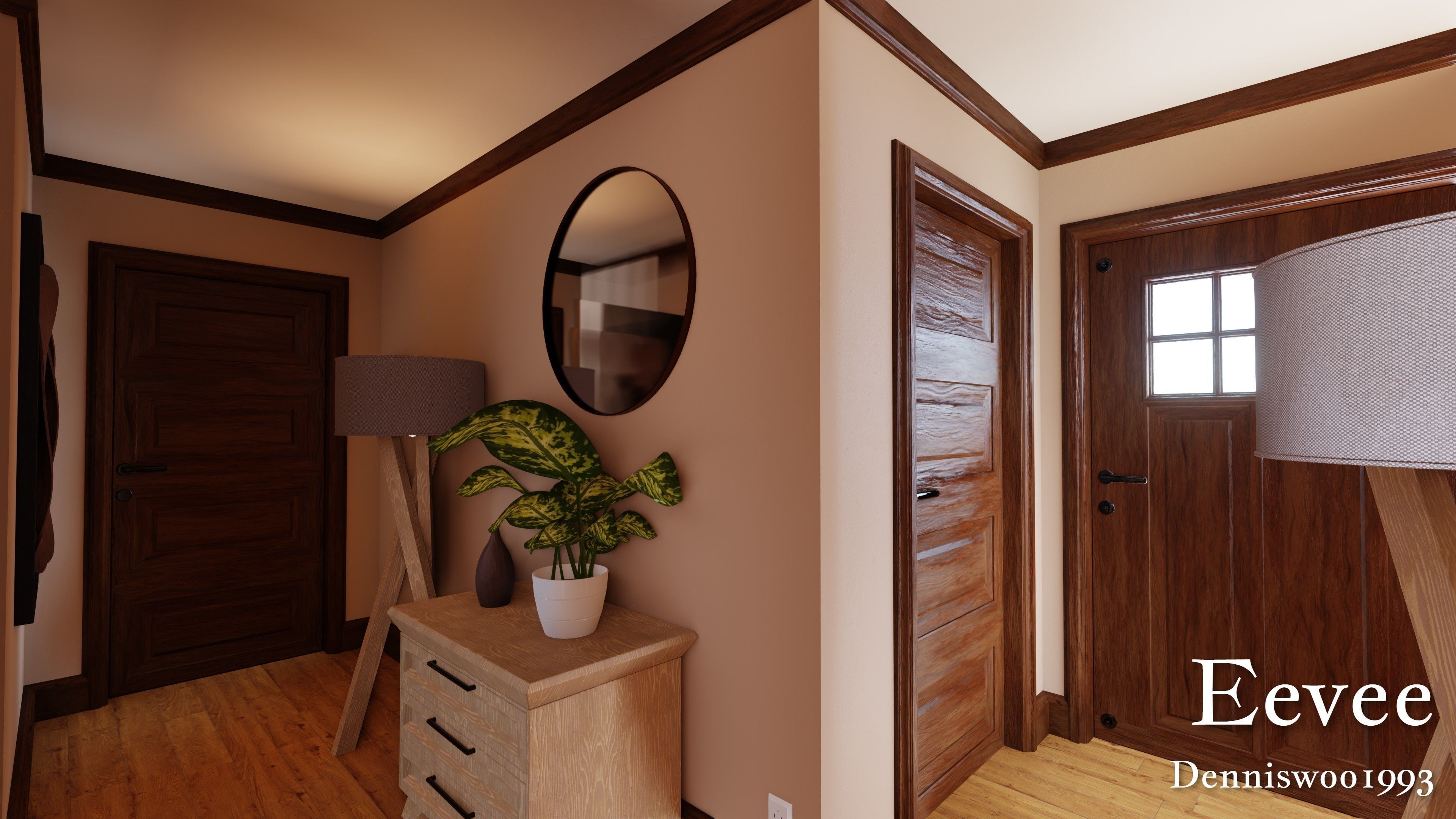 Modular Classic Style American House 7 Low-poly 3D model_36