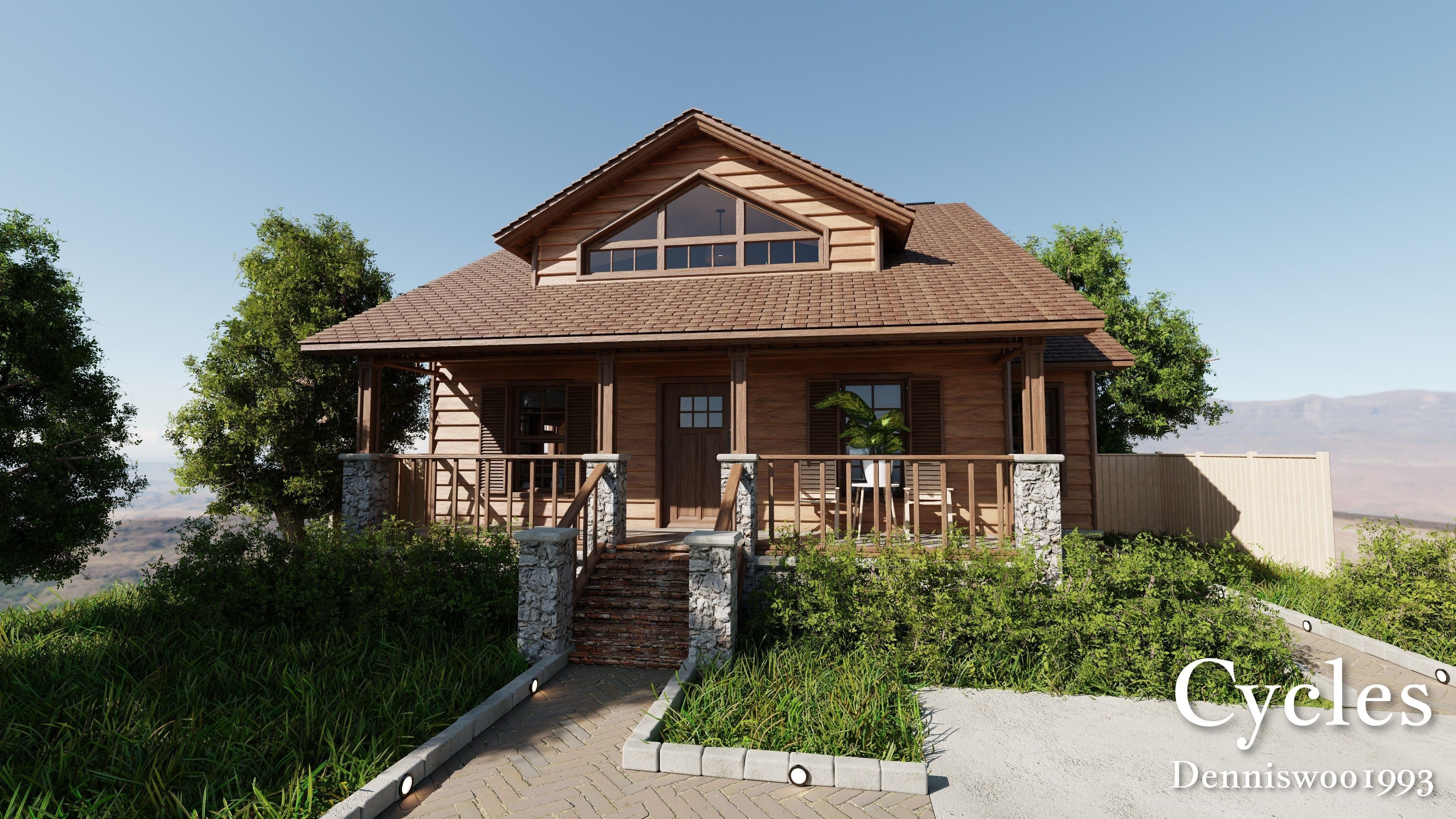Modular Classic Style American House 7 Low-poly 3D model_3