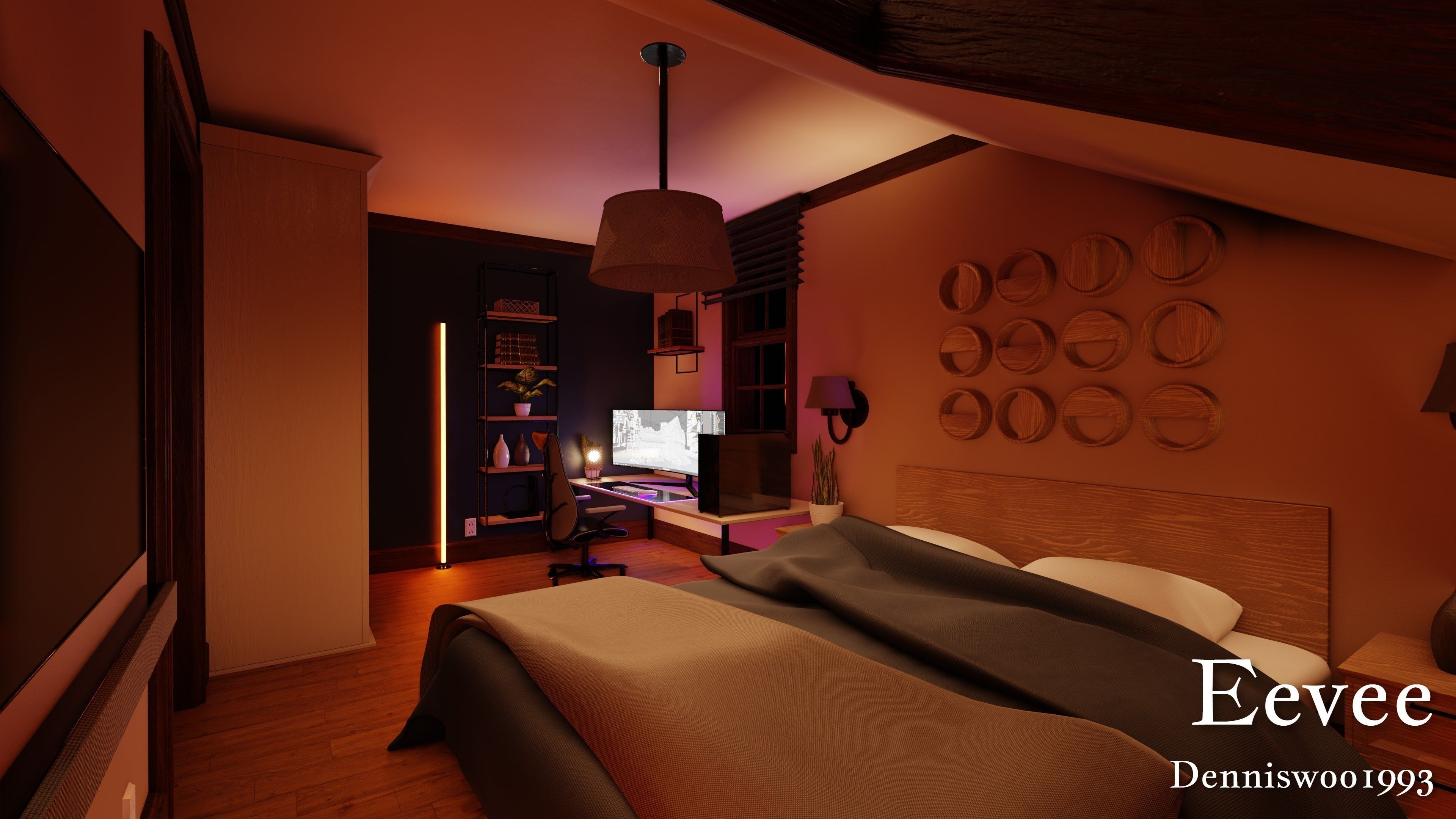 Modular Classic Style American House 7 Low-poly 3D model_43